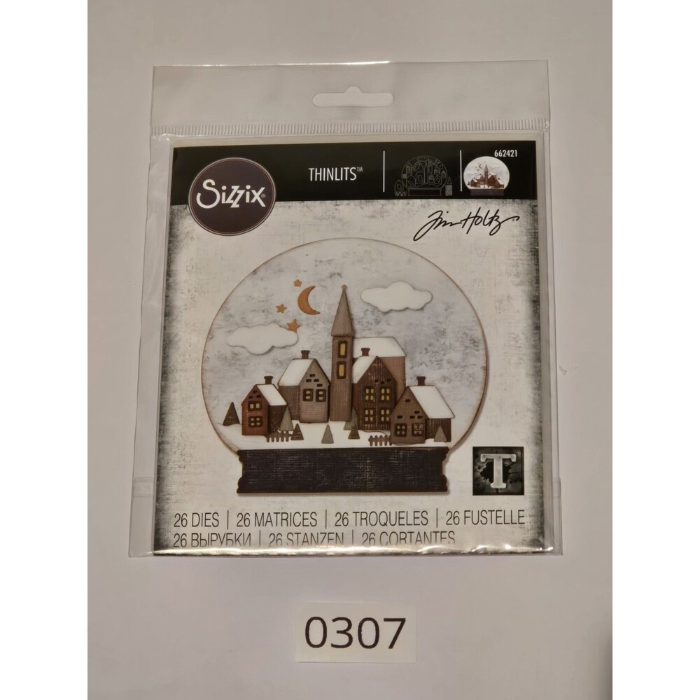 Sizzix Tim Holtz Thinlits Snowglobe #2 662421 26 Dies Christmas Village NEW